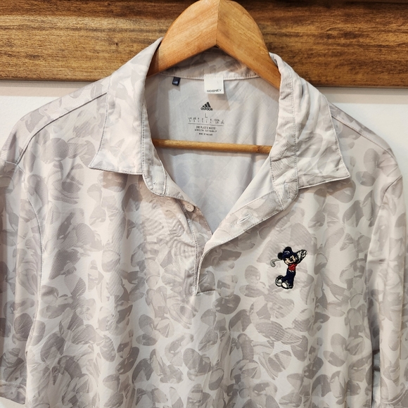 Adidas Polo Shirt Mens Large Gray Disney Mickey Mouse Golf Prisma Performance - Picture 3 of 13